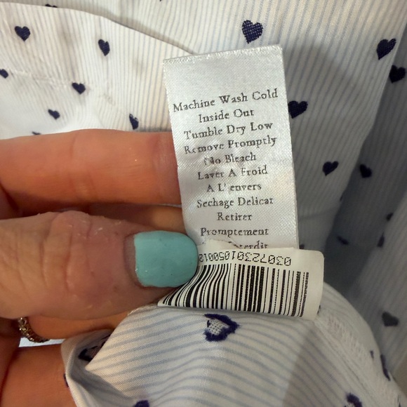 Frank & Eileen McKenzie Women’s White Shirt with Blue OS $308 button down - Picture 5 of 9